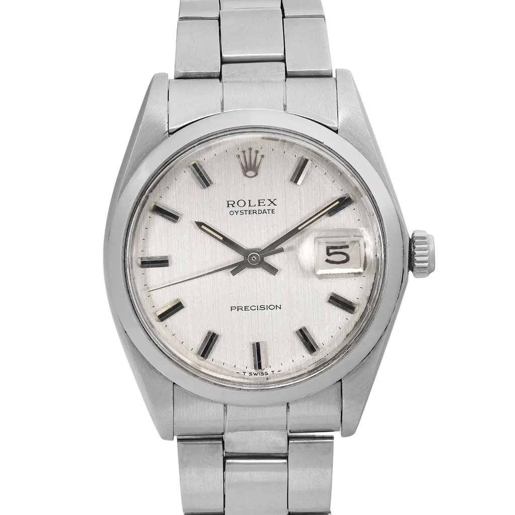 Up Close Front Facing Picture Of Rolex 6694 Stainless Steel Watch Pre Owned Condition