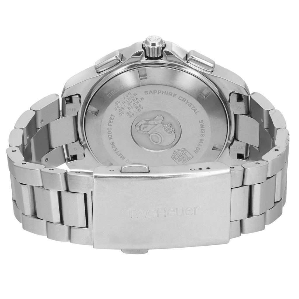 Back View Of Screwback Back Case And Closed Stainless Steel Band Of TAG Heuer CAF7012.BA0815 Watch Pre Owned Condition
