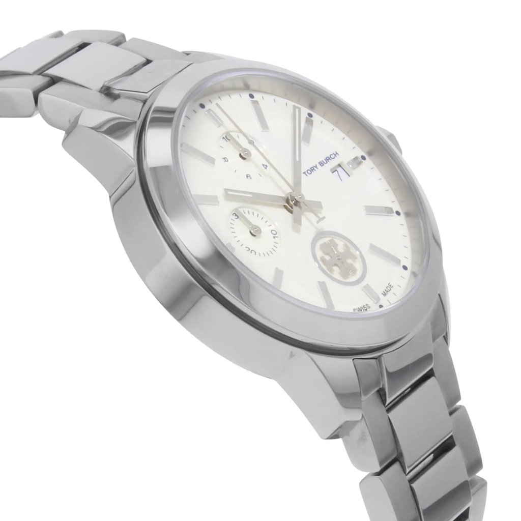 View Of Opposite Crown Facing Side Of Tory Burch TB1252 50213 Stainless Steel Watch Pre Owned Condition