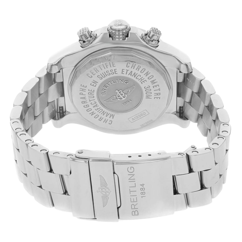Back View Of {Caseback} Back Case And Closed Stainless Steel Band Of Breitling A1338012/F548-132A Watch Display Model Condition