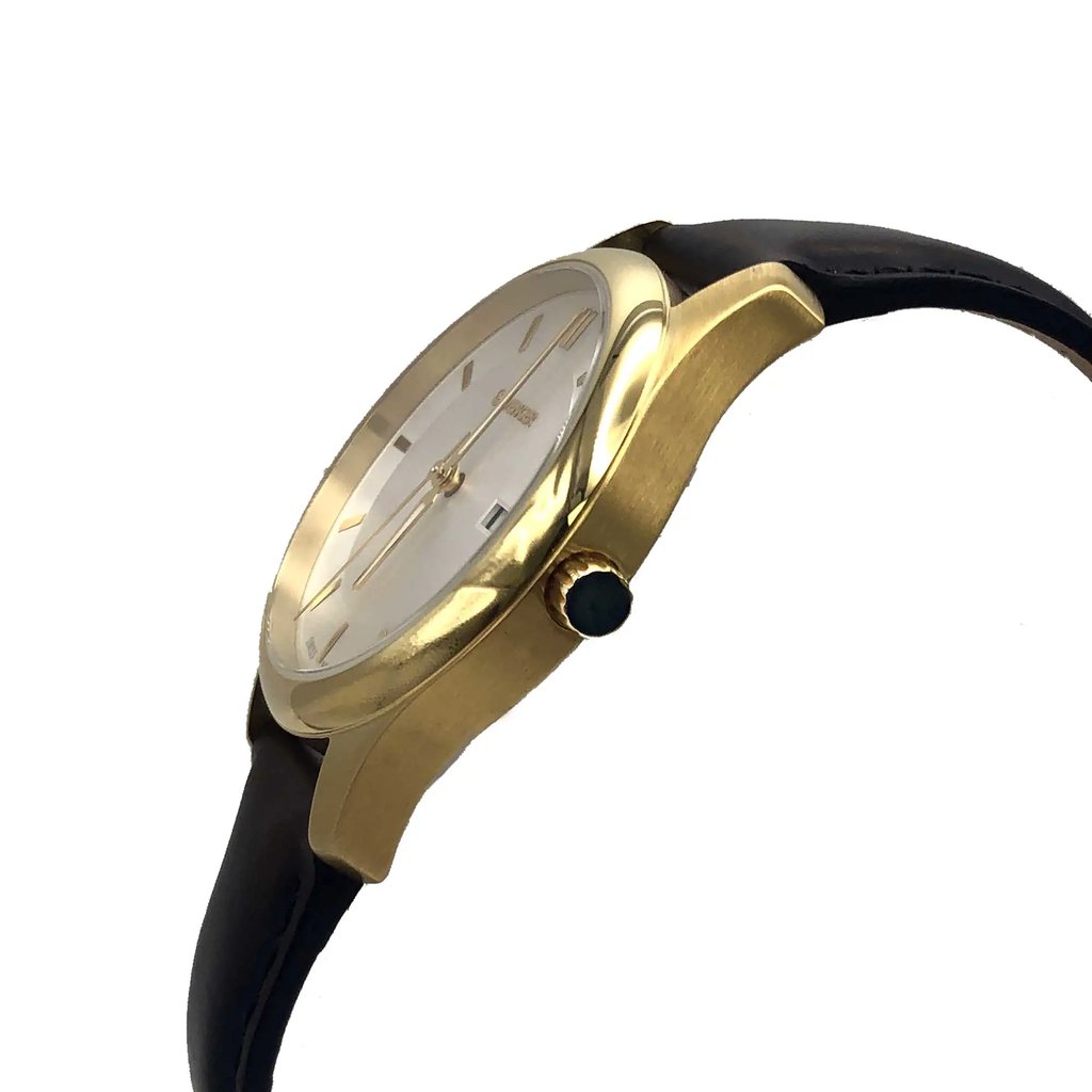 View Of Crown Facing Side Of Wenger 01.1421.101 Stainless Steel Watch Display Model Condition