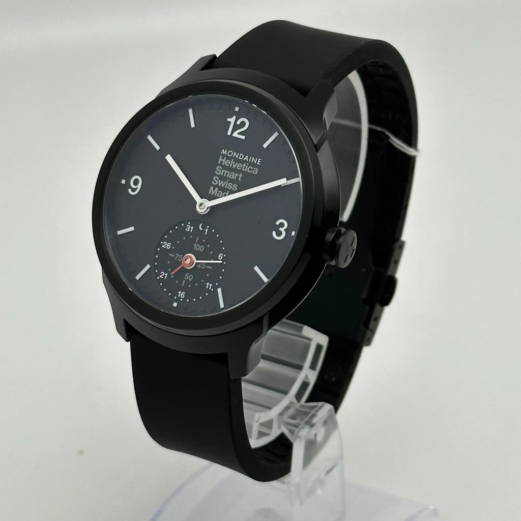 Front Full View Of Mondaine MH1.B2S20.RB Stainless Steel Watch Display Model Condition Excellent