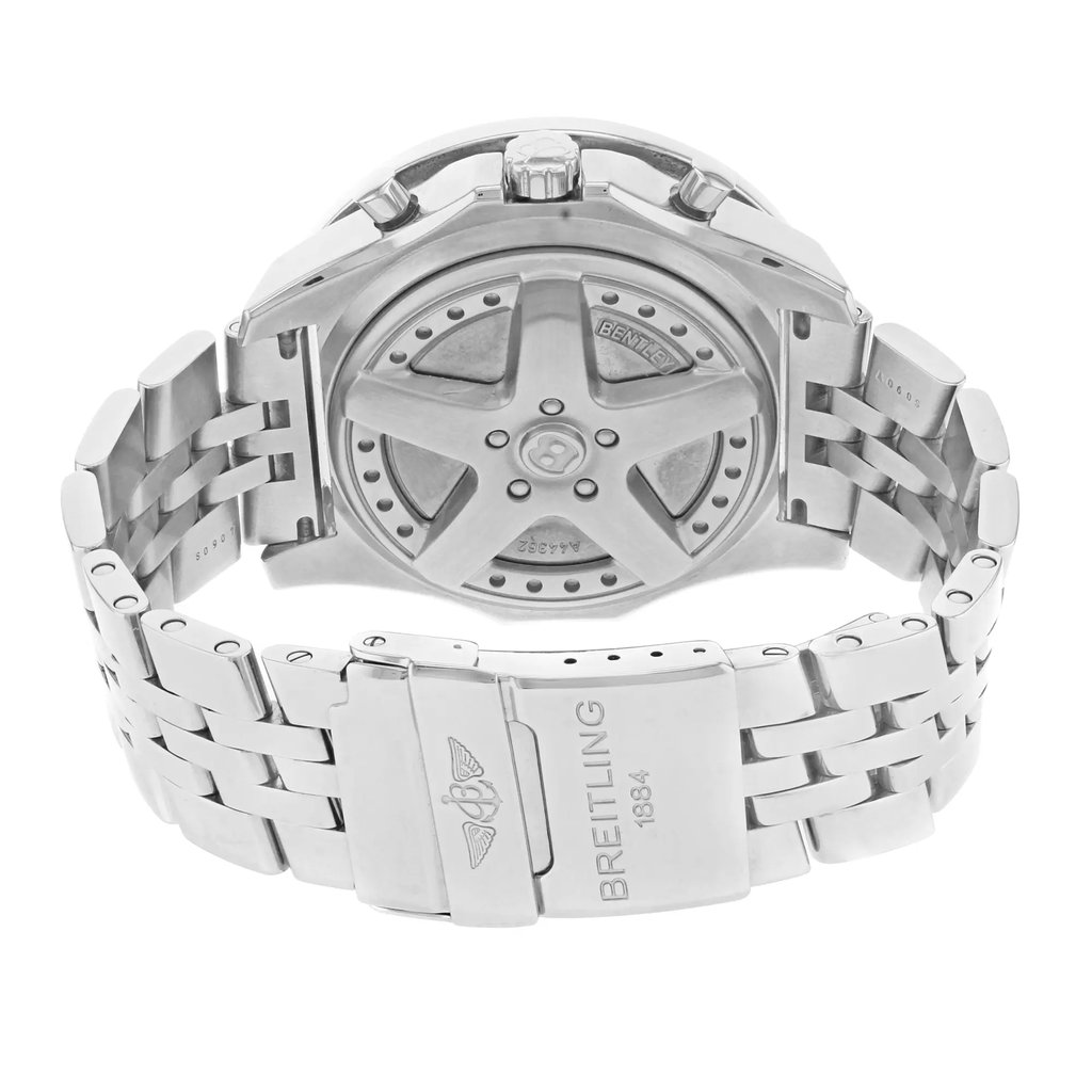 Back View Of {Caseback} Back Case And Closed Stainless Steel Band Of Breitling A44362 Watch Pre Owned Condition