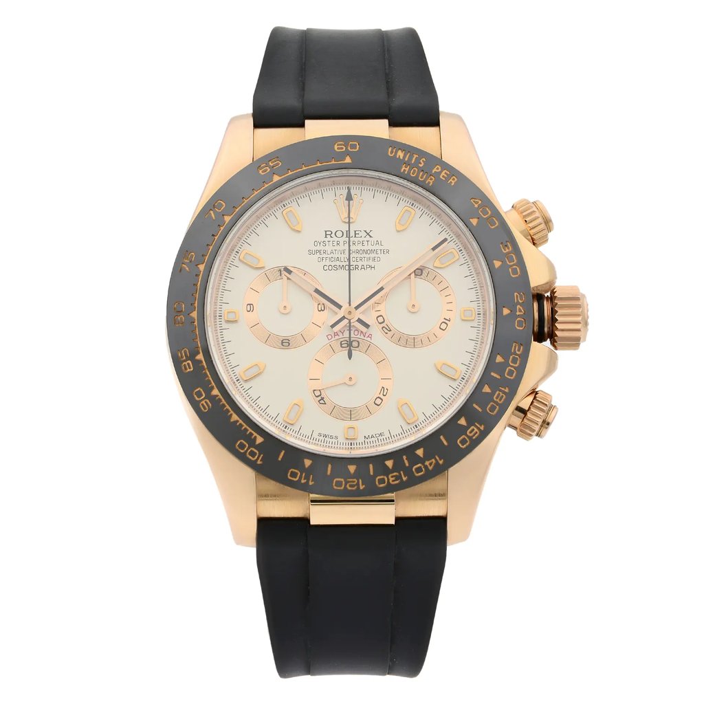 Front Full View Of Rolex 116515LN Rose Gold Watch Pre Owned Condition {Product Condition}
