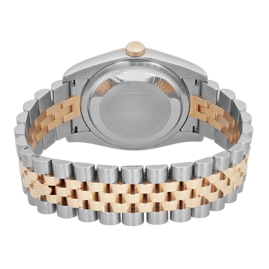 Back View Of Screwback Back Case And Closed Stainless Steel,Yellow Gold Band Of Rolex 116233 Watch Pre Owned Condition