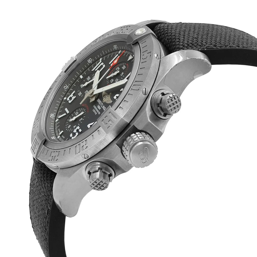 View Of Crown Facing Side Of Breitling E1338310/M536-253S Titanium Watch Display Model Condition