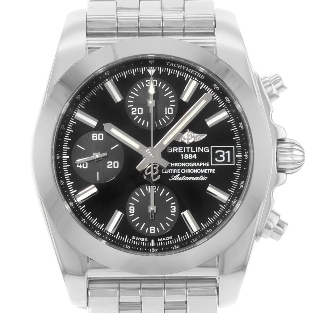 Up Close Front Facing Picture Of Breitling W1331012/BD92-385A Stainless Steel Watch Pre Owned Condition