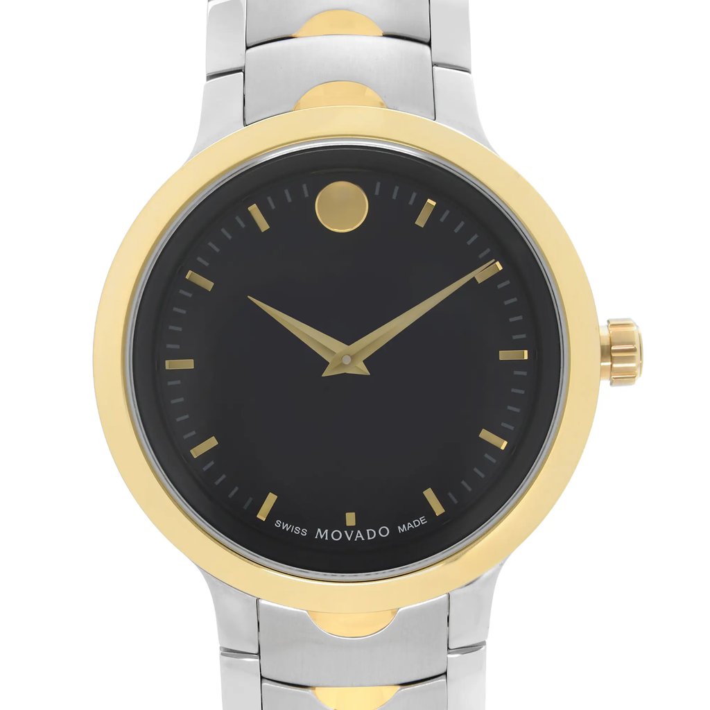 Up Close Front Facing Picture Of Movado 0607043 Stainless Steel Watch New With Defects Condition