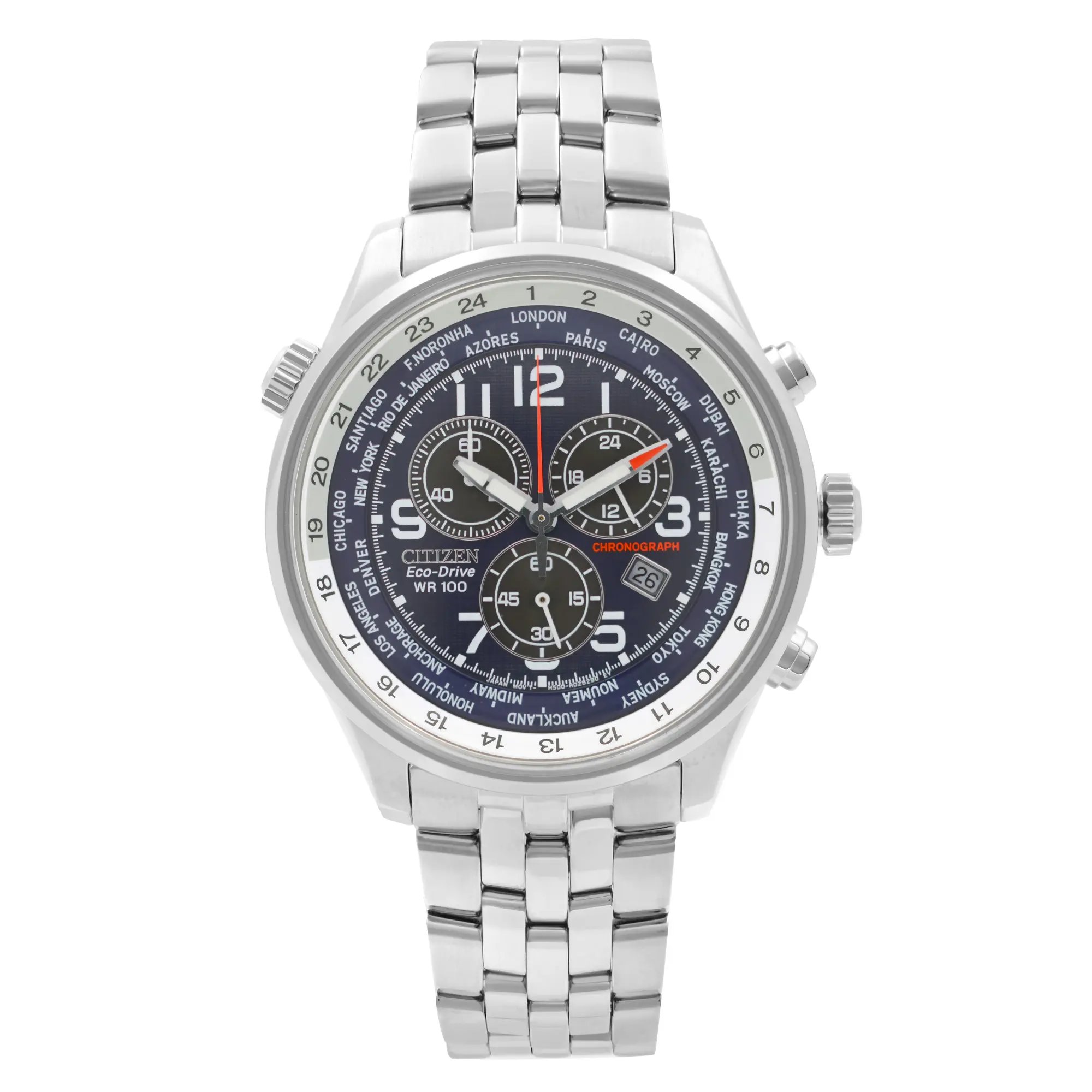 Front Full View Of Citizen AT0361-57L Stainless Steel Watch Pre Owned Condition Excellent