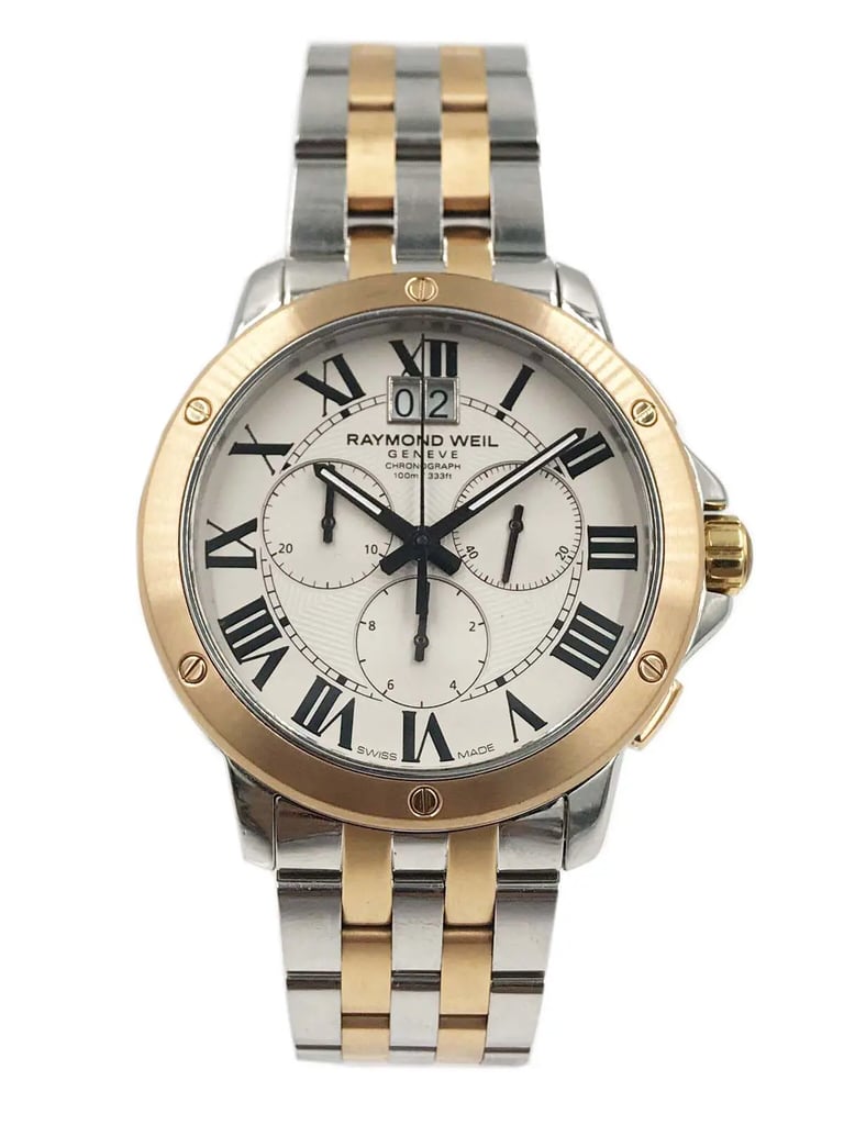 Front Full View Of RAYMOND WEIL 4891-SP5-00660 Stainless Steel Watch Pre Owned Condition {Product Condition}