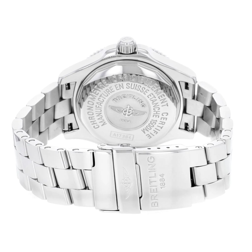 Back View Of {Caseback} Back Case And Closed Stainless Steel Band Of Breitling A1736402/BA31-161A Watch Pre Owned Condition