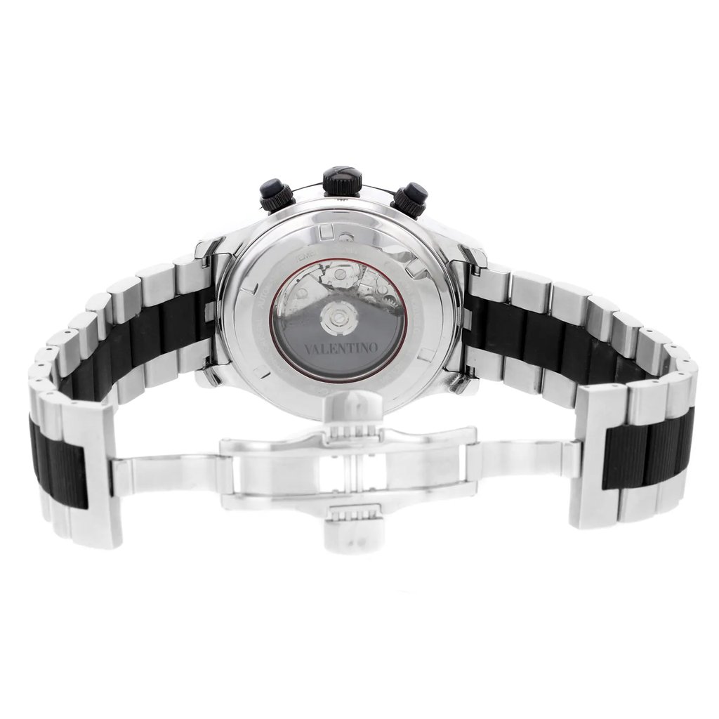 Back View Of Exhibition Back Case And Open Stainless Steel & Rubber Band Of Valentino V40LCA9R909-S09R Watch New With Defects Condition