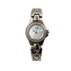 An image of a Wristwatch by ESQ. This Pre Owned item is designed for Women, featuring a Dress/Formal style. It has a Quartz movement and an Analog display with a White dial color. The indices include No Hour Marks. The band is made of Steel and the case is made of Steel. The watch has a Round shape with a case size of 24 mm and a case thickness of 6 mm.