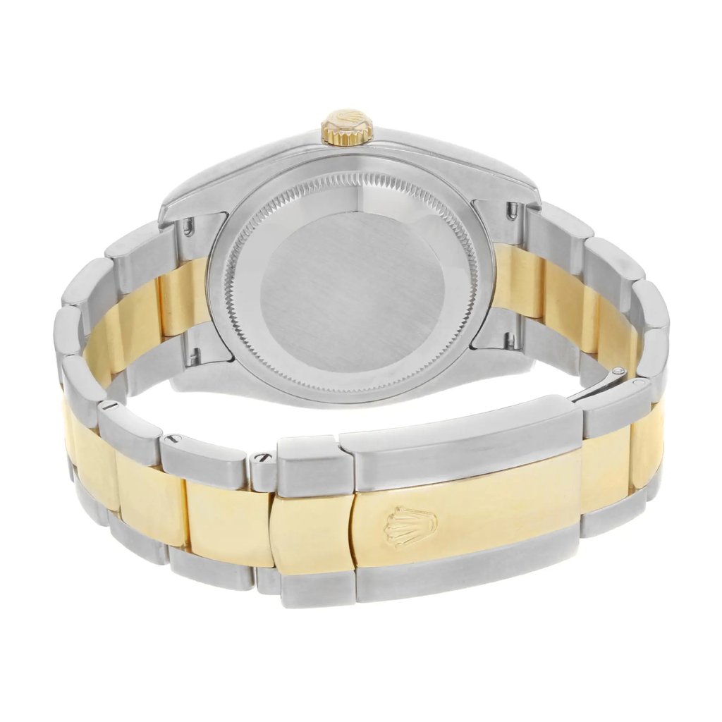 Back View Of {Caseback} Back Case And Closed Stainless and Solid Gold Band Of Rolex 116233 CHIO Watch Pre Owned Condition