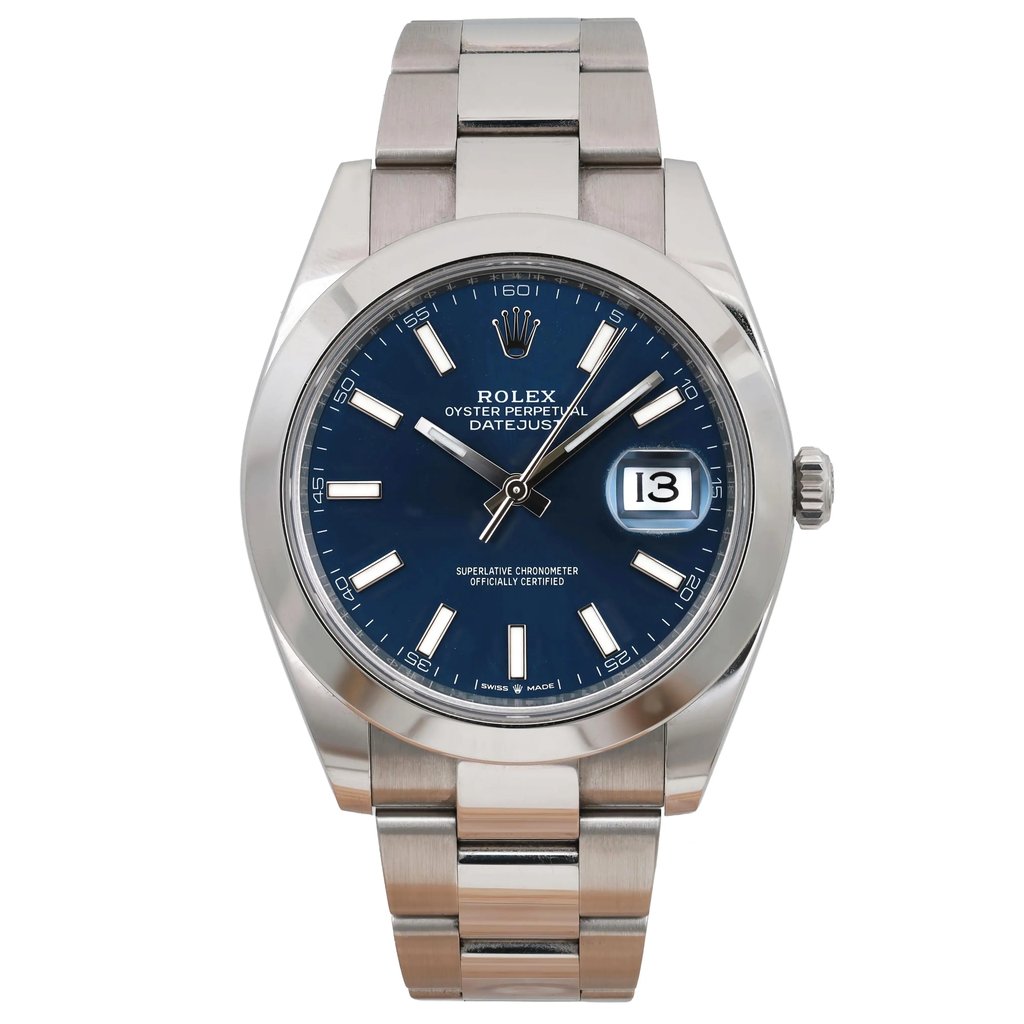 Front Full View Of Rolex 126300 Stainless Steel Watch Pre Owned Condition Excellent