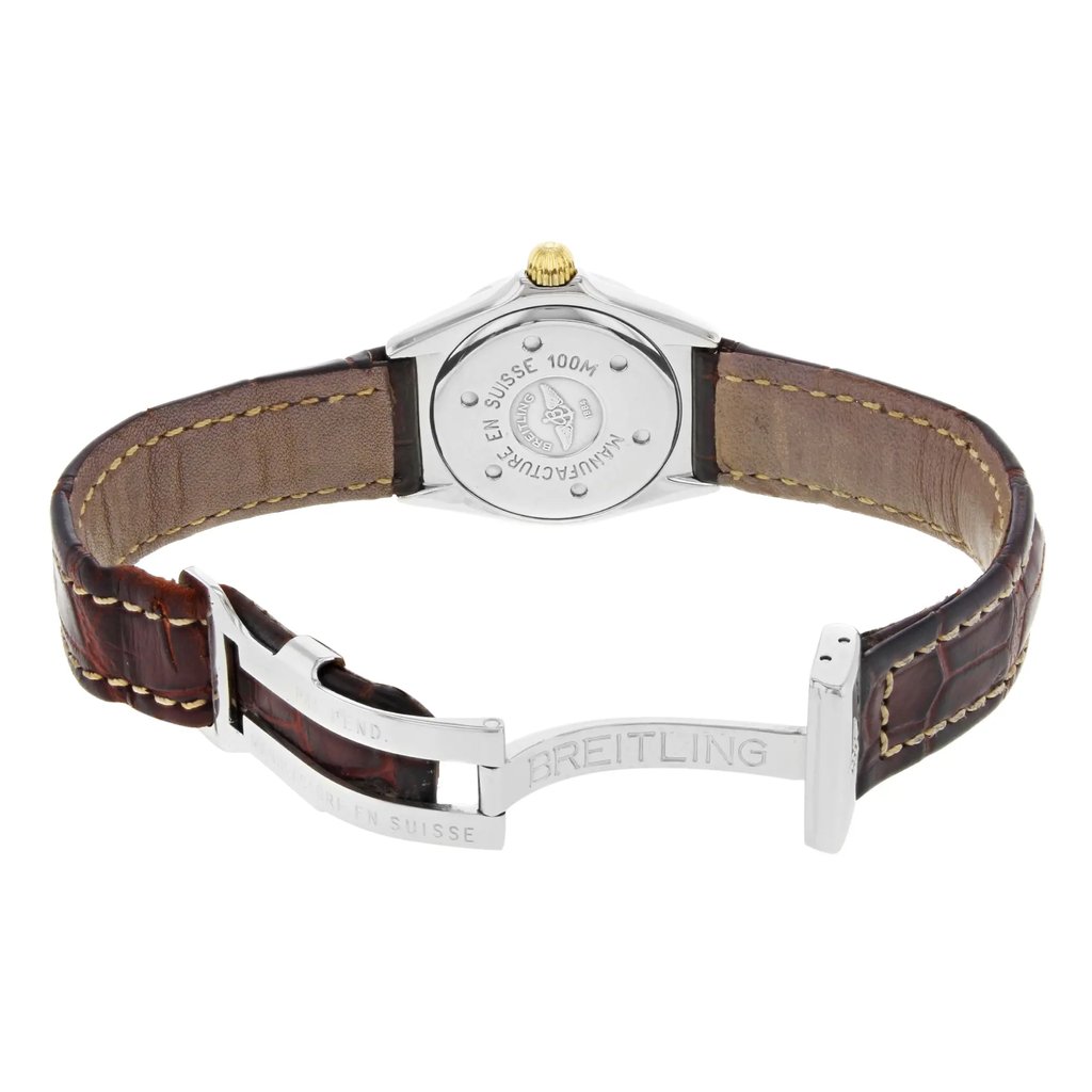 Back View Of {Caseback} Back Case And Open Leather Band Of Breitling 8020 Watch Pre Owned Condition