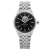  An image of a Raymond Weil wristwatch with a stainless steel bracelet, and case. Featuring a black dial with silver markers. Unworn condition 