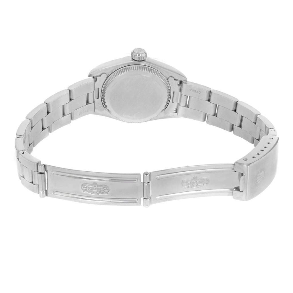 Back View Of {Caseback} Back Case And Open Stainless Steel Band Of Rolex 67230 Watch Pre Owned Condition
