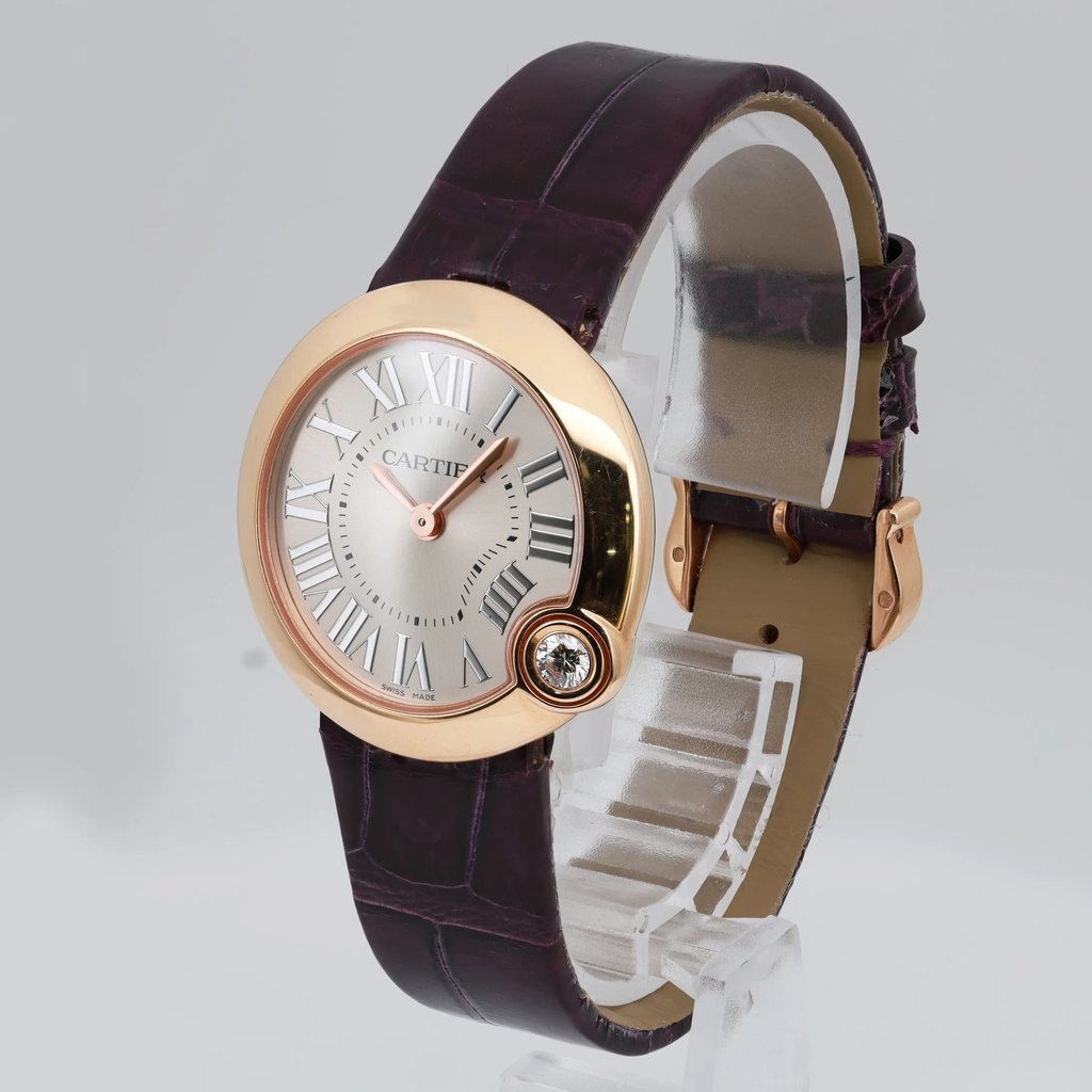 View Of Crown Facing Side Of Cartier WGBL0005 Rose Gold Watch Pre Owned Condition