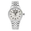 An image of a Wristwatch by RAYMOND WEIL. This Display Model item is designed for Men, featuring a Dress/Formal style. It has a Mechanical (Automatic) movement and an Analog display with a Silver dial color. The indices include 12-Hour Dial,Non-Numeric Hour Marks,Sticks. The band is made of Stainless Steel and the case is made of Stainless Steel. The watch has a Round shape with a case size of 42 mm and a case thickness of 11 mm.