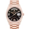Up Close Front Facing Picture Of Rolex 128235-0041 Rose Gold Plated Watch New Condition