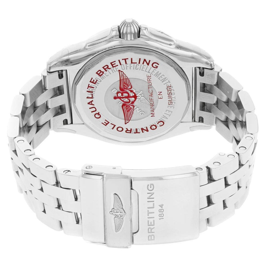Back View Of {Caseback} Back Case And Closed Stainless Steel Band Of Breitling A45320B9/G797-375A Watch Display Model Condition