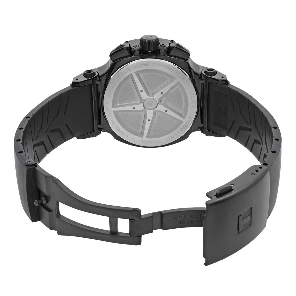 Back View Of Solid Back Case And Open Rubber,Silicone Band Of Tissot T048.417.37.057.00 Watch Pre Owned Condition