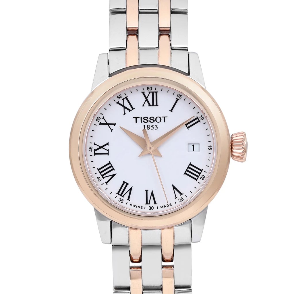 Up Close Front Facing Picture Of Tissot T129.210.22.013.00 Stainless Steel Watch Pre Owned Condition