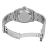 An image of a pre-owned men's Rolex wristwatch, viewed from the back. The watch is positioned centrally, showcasing its stainless steel bracelet and closed clasp. The angle highlights the smooth, round case back and the Rolex engraving on the clasp. The perspective is at eye level and from a moderate distance, focusing on the watch's craftsmanship and design details.