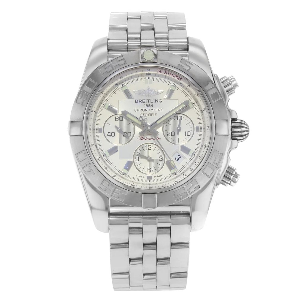 Front Full View Of Breitling AB011011/G684-375A Stainless Steel Watch Pre Owned Condition {Product Condition}
