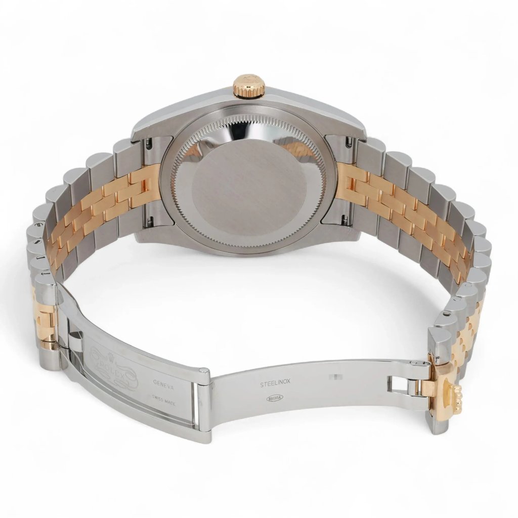 Back View Of Solid Back Case And Closed Stainless Steel,Yellow Gold Band Of Rolex 116233 Watch Pre Owned Condition