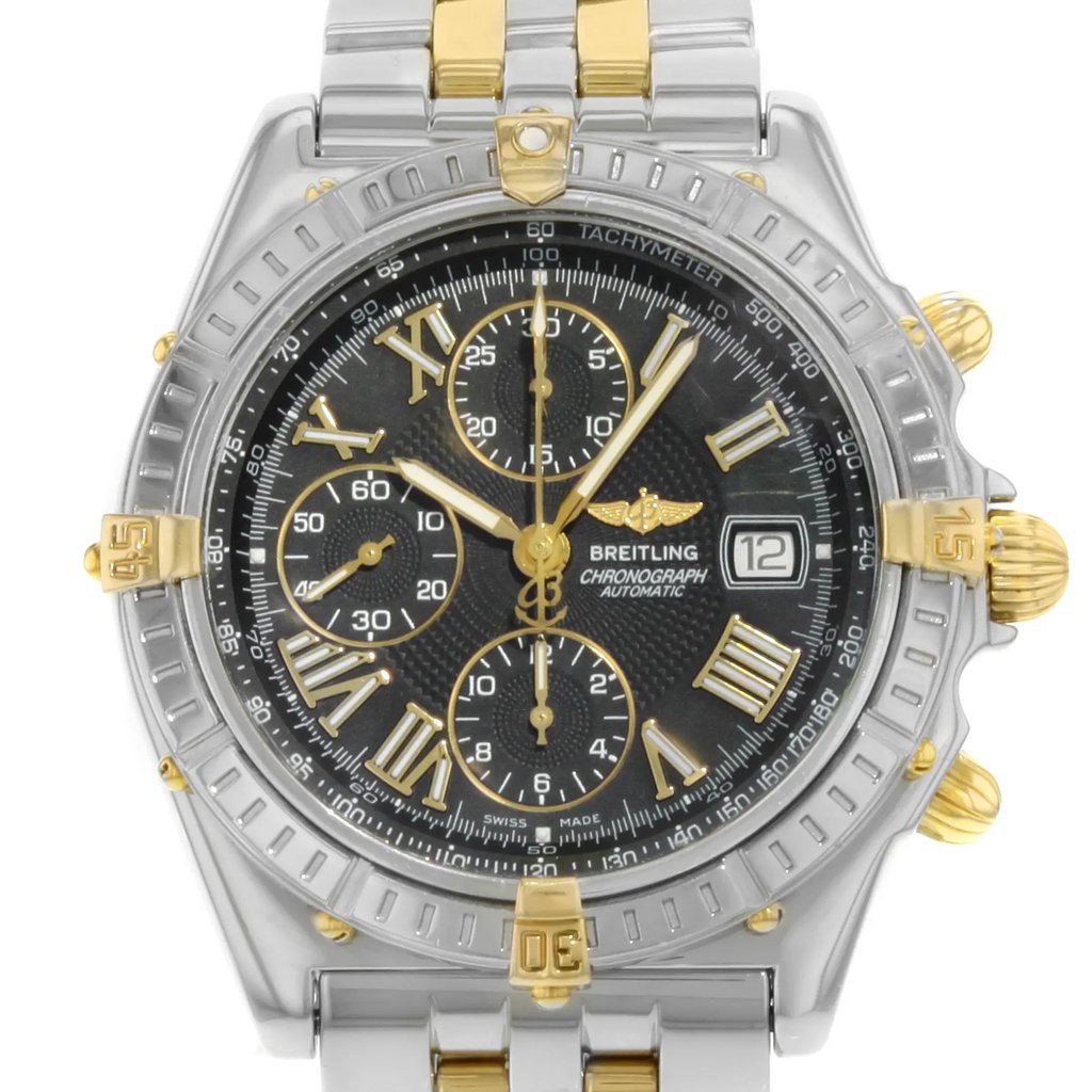 Up Close Front Facing Picture Of Breitling B13055 Stainless Steel Watch Pre Owned Condition