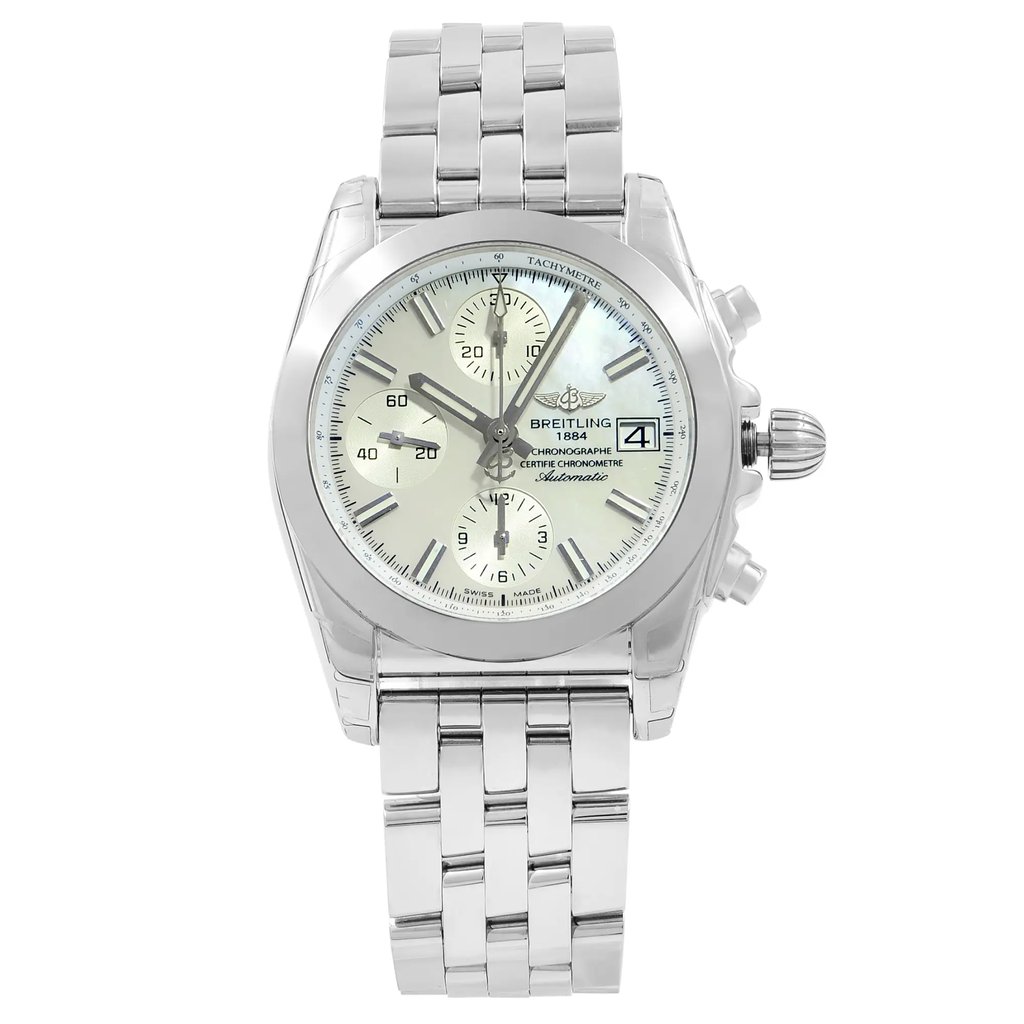 Front Full View Of Breitling W1331012/A774-385A Stainless Steel Watch New With Defects Condition {Product Condition}
