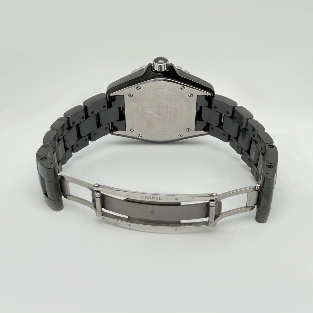 Back View Of {Caseback} Back Case And Open Ceramic Band Of Chanel H0685 Watch Pre Owned Condition