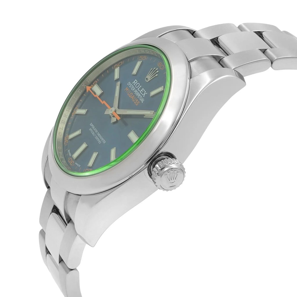 View Of Crown Facing Side Of Rolex 116400GV Stainless Steel Watch Pre Owned Condition