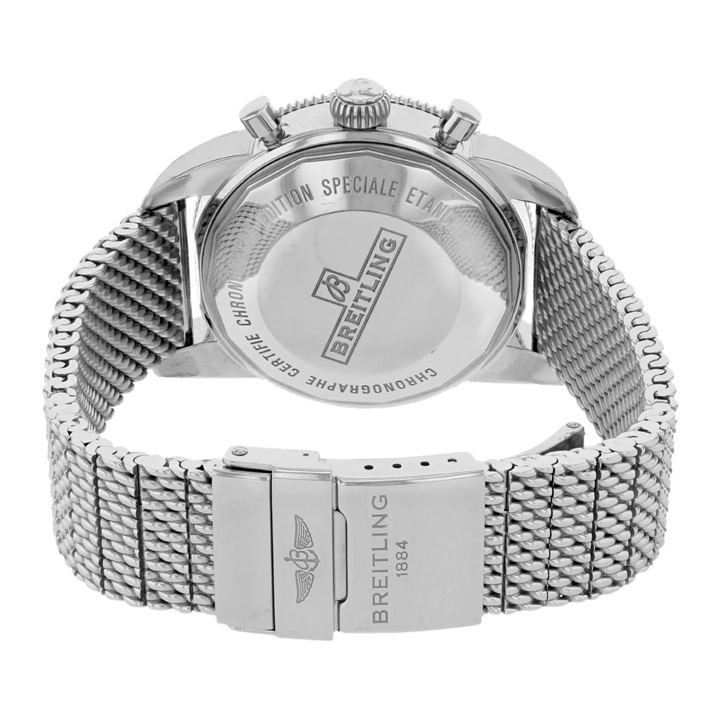 Back View Of {Caseback} Back Case And Closed Stainless Steel Band Of Breitling A2337016/C856-154A Watch Display Model Condition