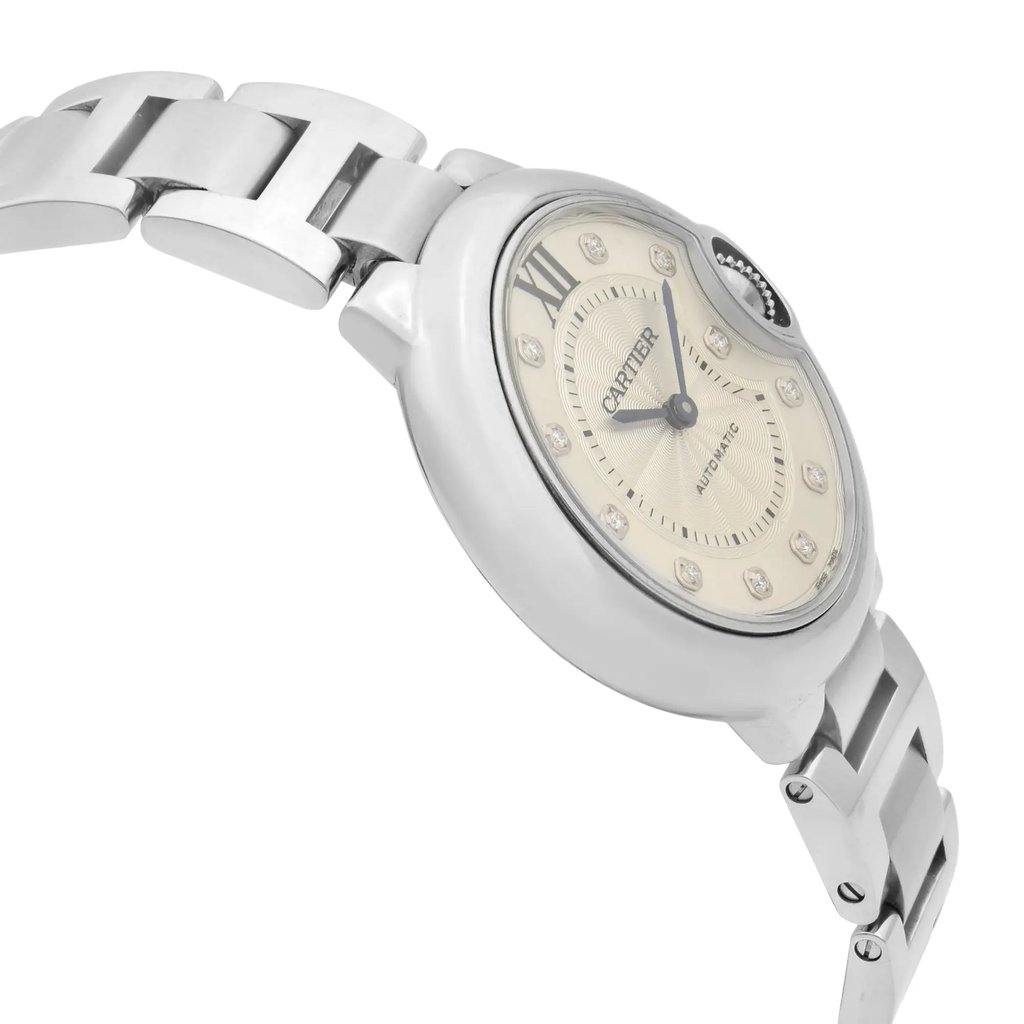 View Of Opposite Crown Facing Side Of Cartier WE902074 Stainless Steel Watch Pre Owned Condition