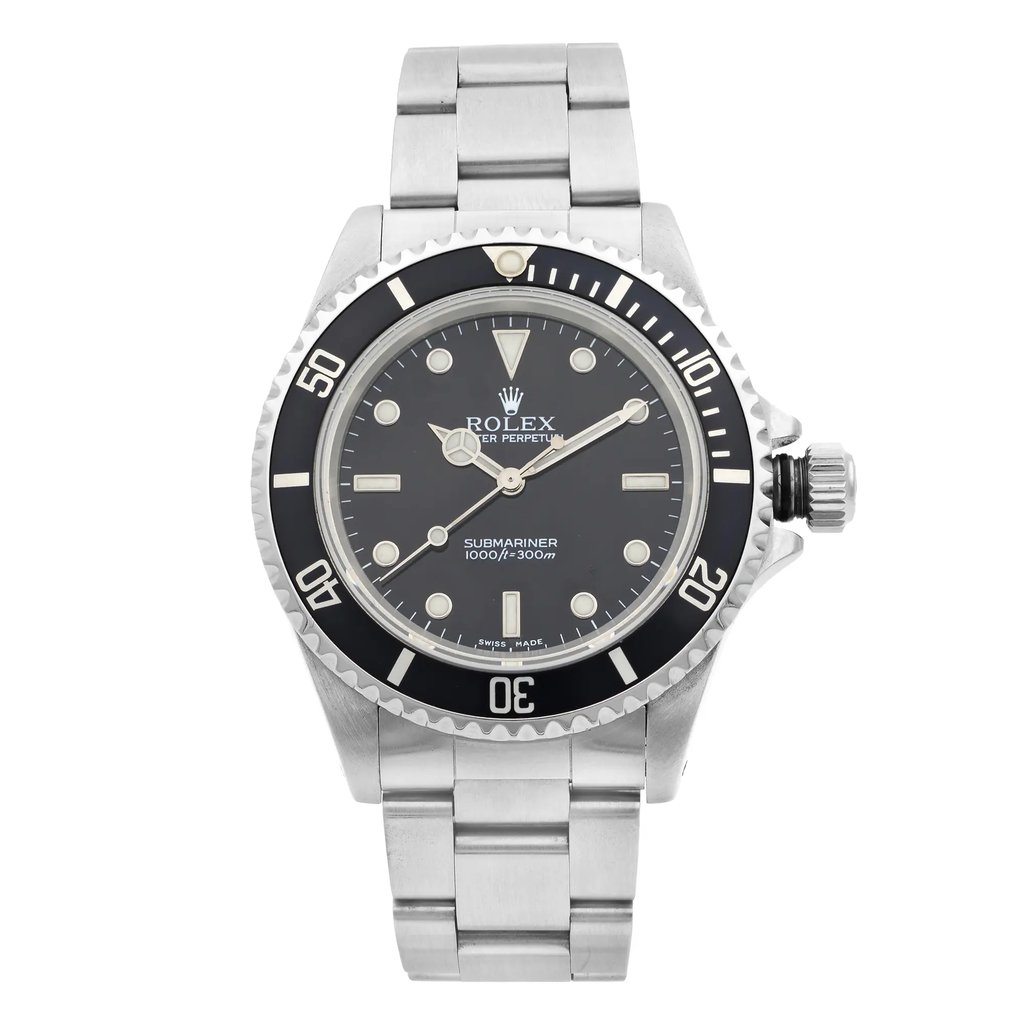Front Full View Of Rolex 14060 Stainless Steel Watch Pre Owned Condition {Product Condition}