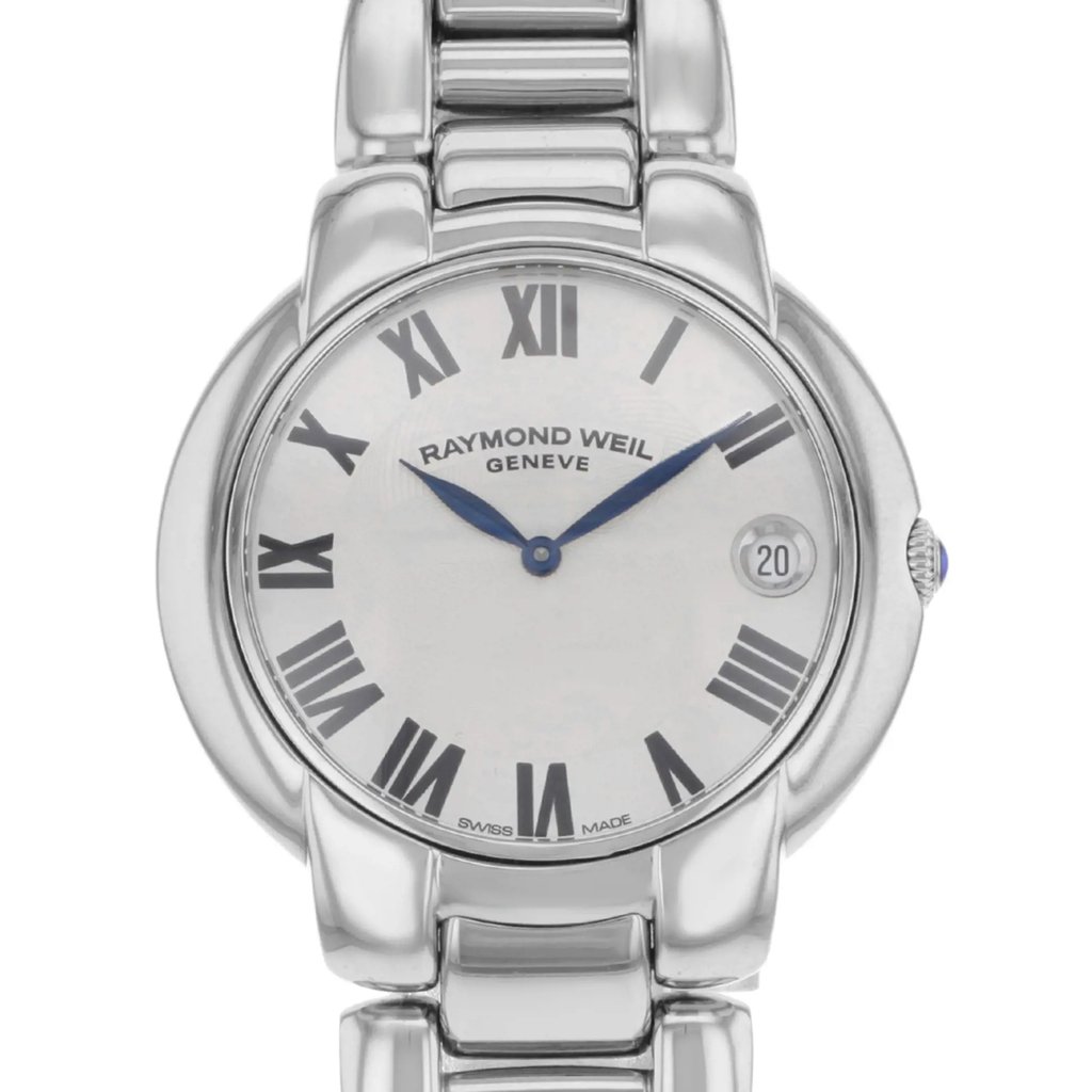 Up Close Front Facing Picture Of RAYMOND WEIL 5235-ST-01659 Stainless Steel Watch Pre Owned Condition