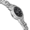 An image of a Wristwatch by Longines. This Pre Owned item is designed for Women, featuring a Classic style. It has a Mechanical (Automatic) movement and an Analog display with a Black dial color. The indices include 12-Hour Dial,Arrow Markers,Non-Numeric Hour Marks. The band is made of Stainless Steel and the case is made of Stainless Steel. The watch has a Round shape with a case size of 26 mm and a case thickness of 9 mm.