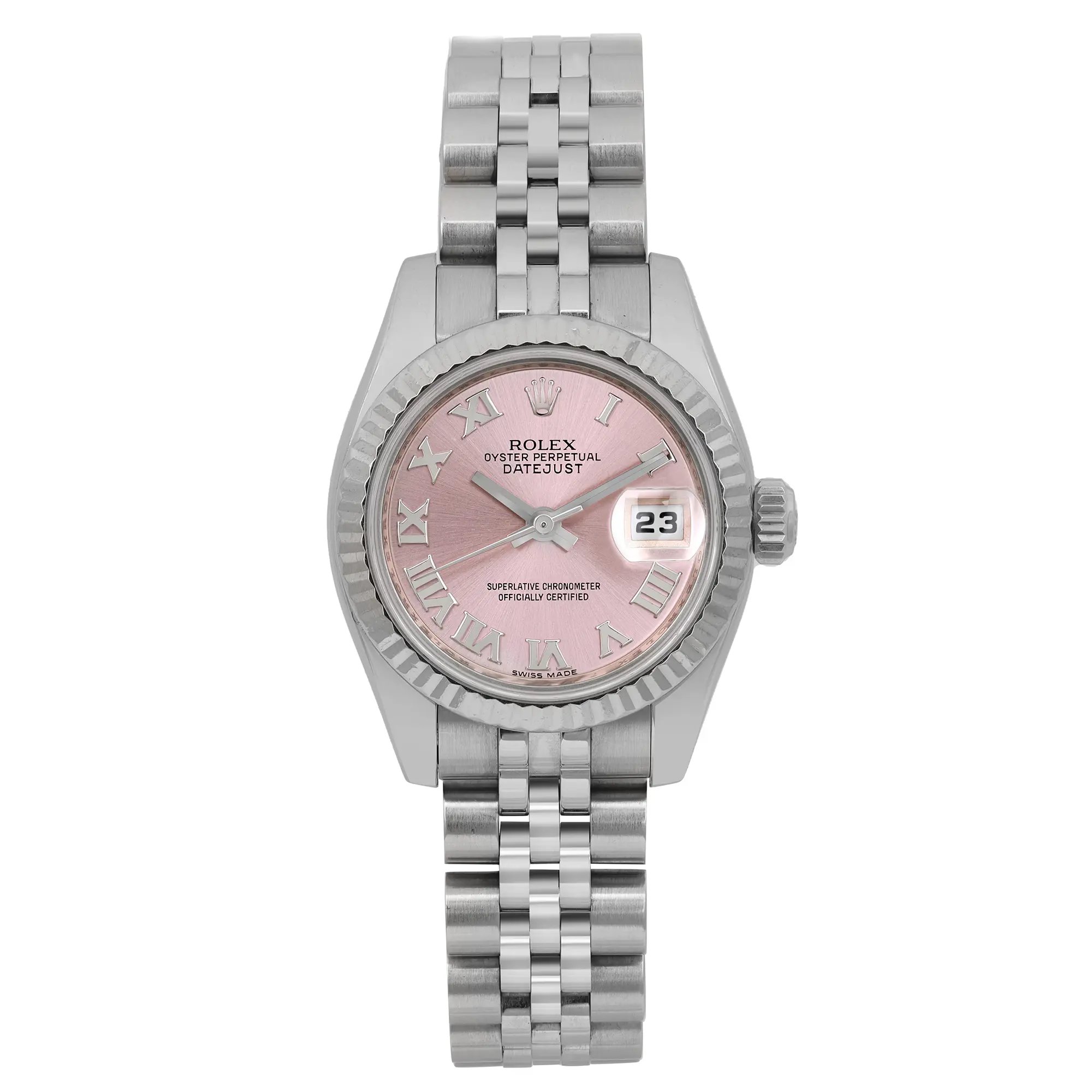 Front Full View Of Rolex 179174 Stainless Steel Watch Pre Owned Condition Excellent