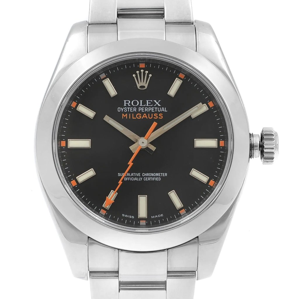 Up Close Front Facing Picture Of Rolex 116400 Stainless Steel Watch Pre Owned Condition