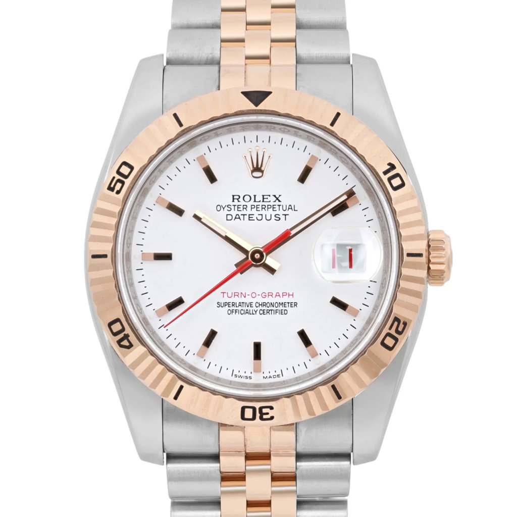 Up Close Front Facing Picture Of Rolex 116261 Stainless Steel Watch Pre Owned Condition