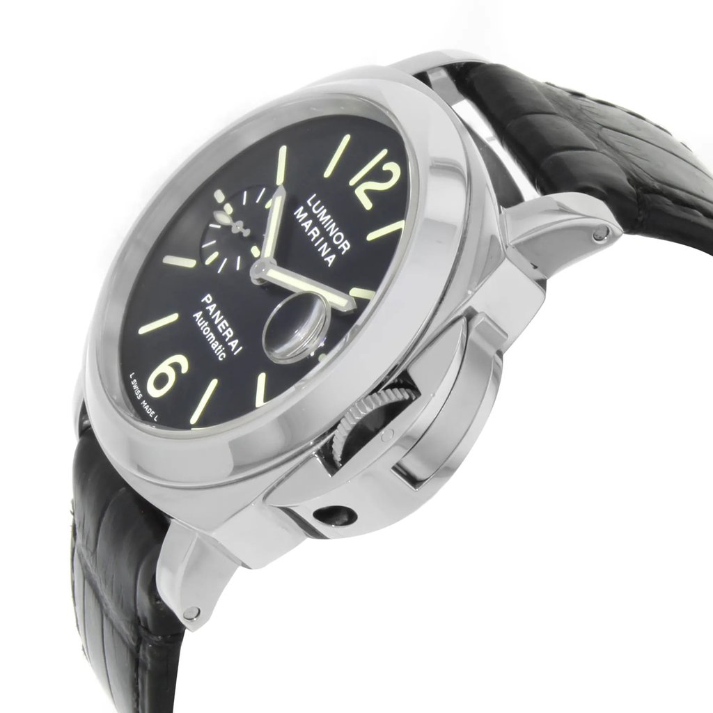 View Of Crown Facing Side Of Panerai PAM00104 Stainless Steel Watch Pre Owned Condition