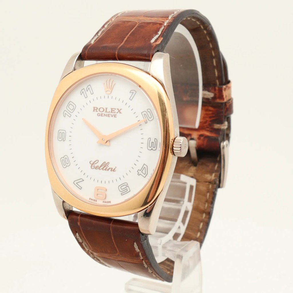 View Of Crown Facing Side Of Rolex 4233 White Gold Watch Pre Owned Condition