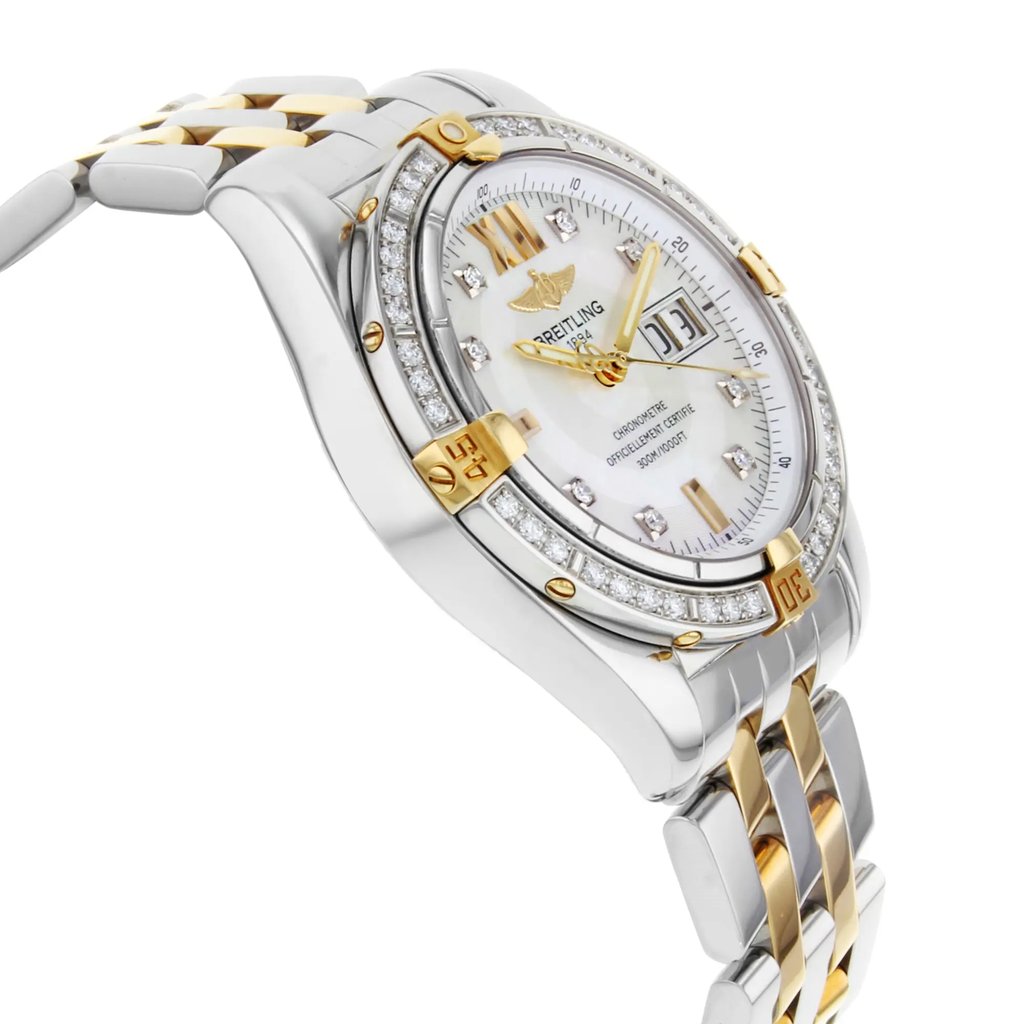 View Of Opposite Crown Facing Side Of Breitling B49350 Stainless Steel Watch Pre Owned Condition