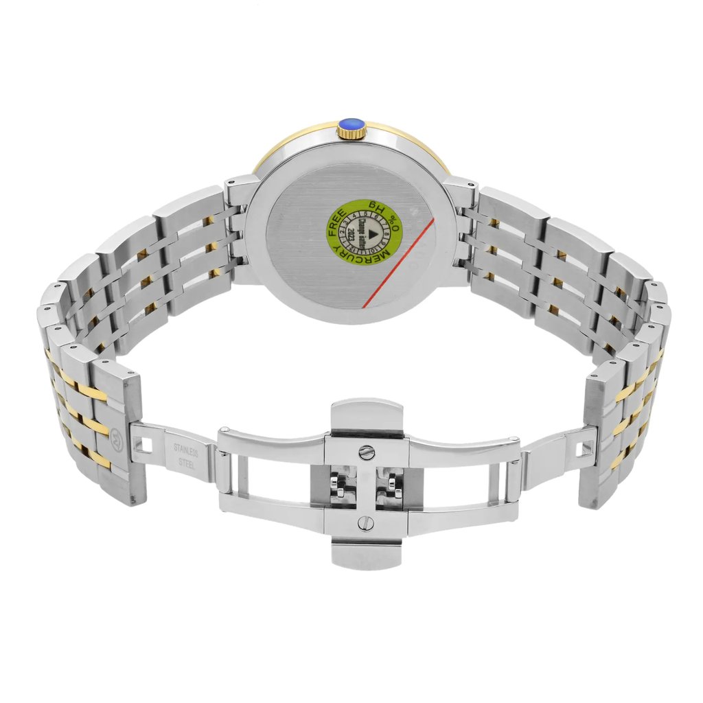 Back View Of Snap Back Case And Open Stainless Steel Band Of Movado 607058 Watch New With Defects Condition