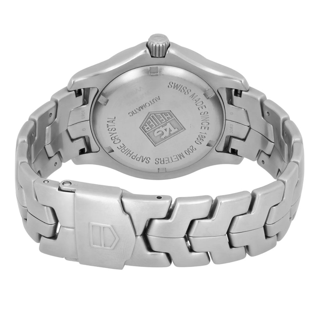 Back View Of Solid Back Case And Closed Stainless Steel Band Of TAG Heuer WJF2110.BA0570 Watch Pre Owned Condition