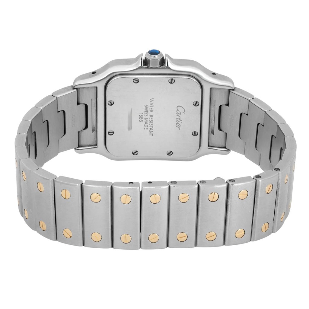 Back View Of {Caseback} Back Case And Closed Stainless Steel Band Of Cartier 1566 Watch Pre Owned Condition
