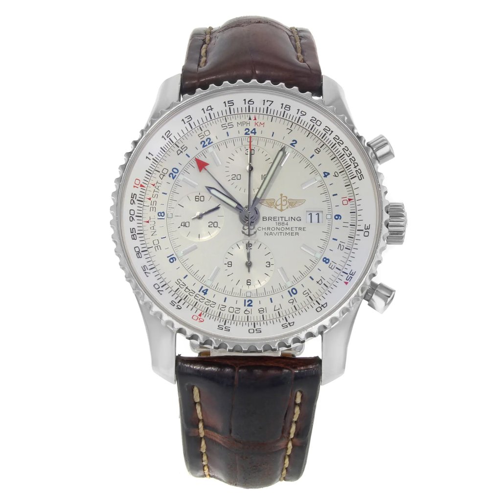 Front Full View Of Breitling A24322 Stainless Steel Watch Pre Owned Condition {Product Condition}